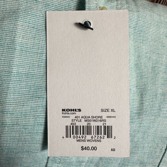 NEW Sonoma Aqua Shore Linen Blend Button Dress Shirt Size X Large Short Sleeve - Picture 7 of 9